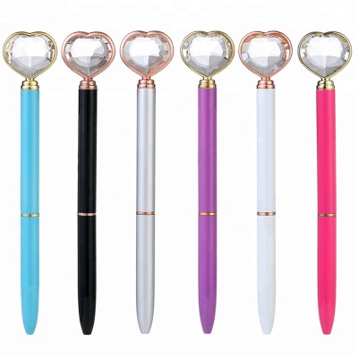 Huahao Brand Metal Crystal Heart Pen Promotion Ballpoint Pen Crystal Ball Pen For Free Sample