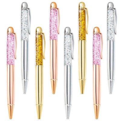 Wholesale promotional custom logo creative powder gold foil into the oil   ballpoint pen